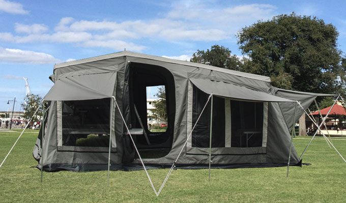 blue tongue campers galvanized deluxe tent erected