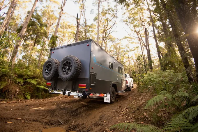 blue tongue camper xc16 hybrid caravan built tough for offroad