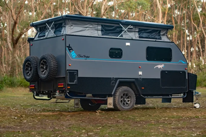 blue tongue camper xc16 hybrid caravan electric pop top