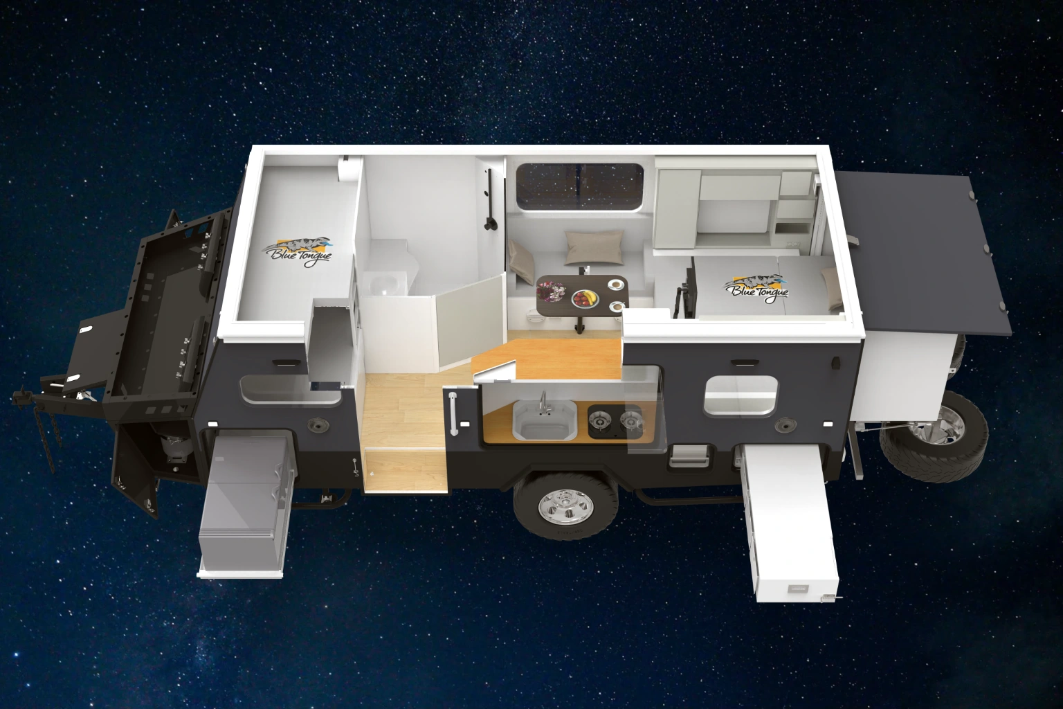 blue tongue RX16 hybrid caravan 3D plan