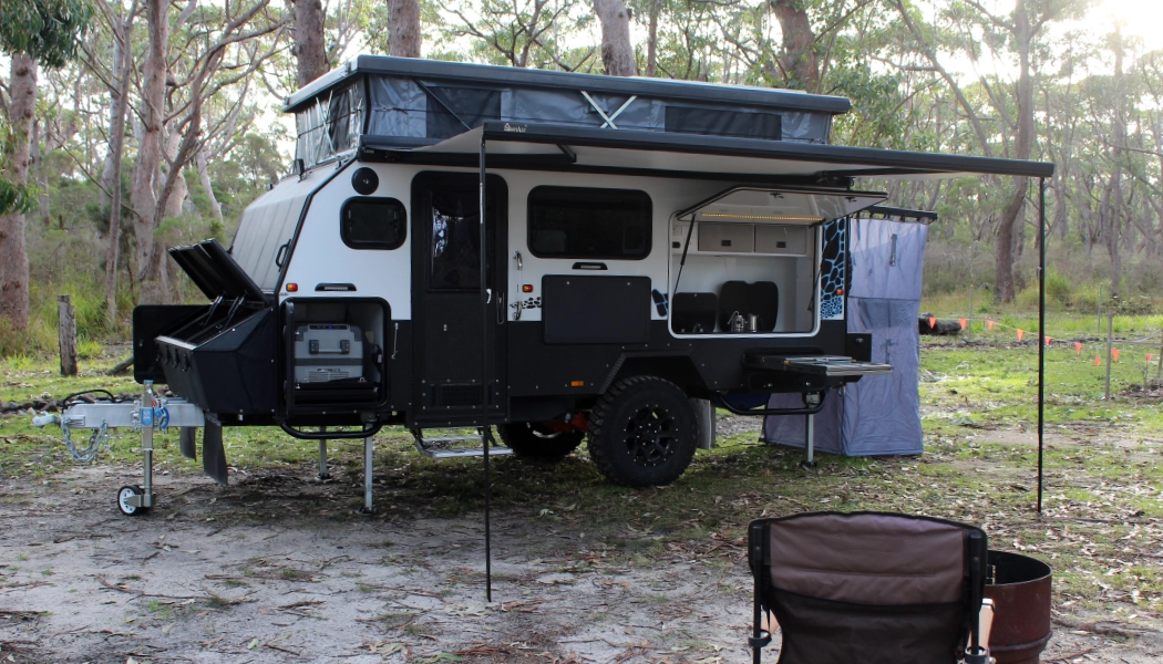 blue tongue XH13L hybrid caravan camping setup