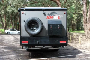 blue tongue hybrid caravan xh16l rear mounted spare