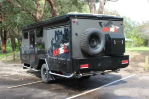 blue tongue hybrid caravan xh16l spare wheel and storage