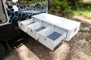 Slide out prep area with three drawers
