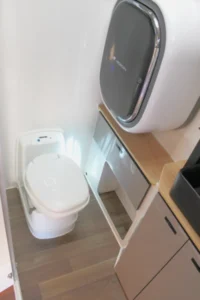 Integrated washing board and cassette toilet